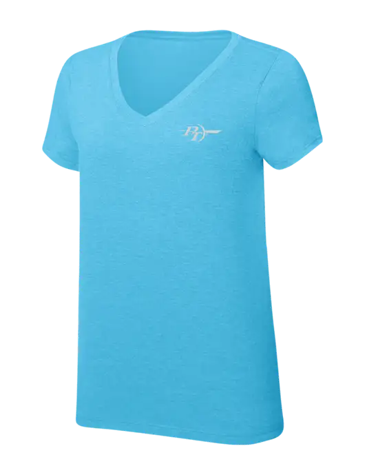 Womens Simply Soft V-Neck Turquoise Frost 4.5oz  Poly/Combed Ring Spun Cotton T-Shirt w/PT Coupling Logo