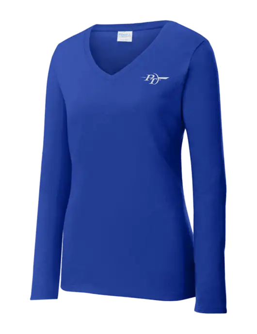 Womens  V-Neck Ring Spun Royal 4.5 oz Long Sleeve T-Shirt w/PT Coupling Logo