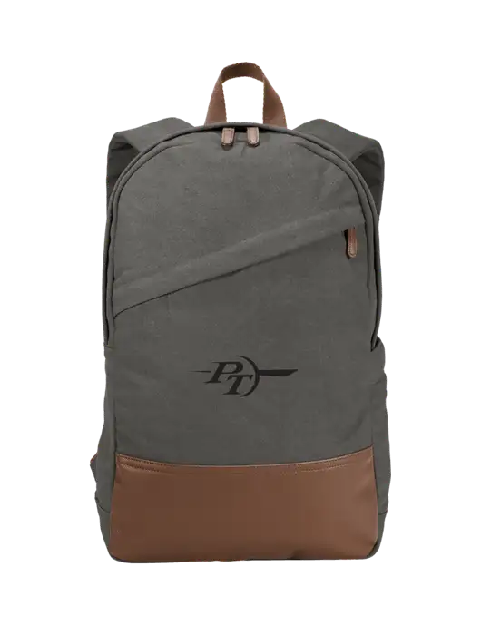 Vintage Modern Grey Canvas 18" Laptop Backpack w/PT Coupling Logo
